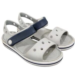 CROCS KIDS SANDALS SZ C 11 LIGHT GREY BLUE UNISEX BOY GIRL OUTDOOR PLAY SWIM
